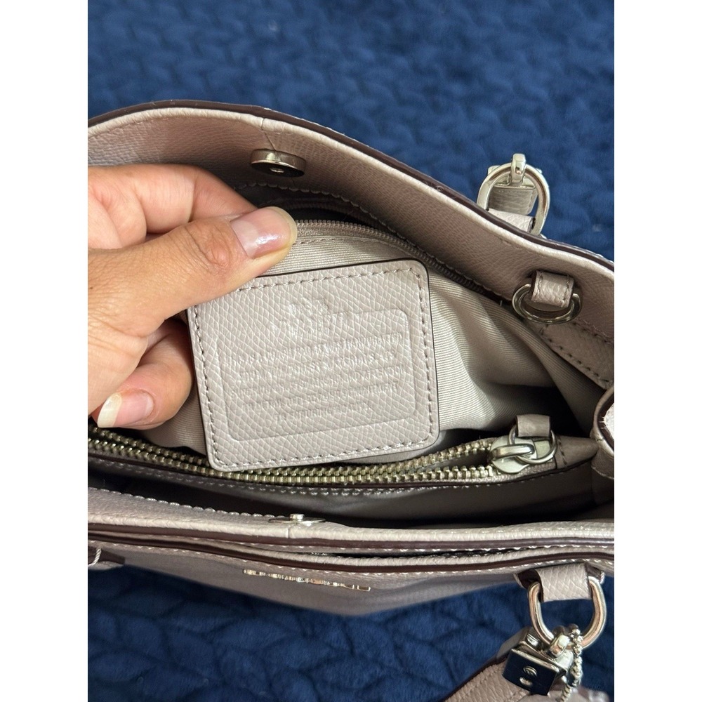 Coach Handbag Purse Minneta Chalk Cross Grained‎ Leather - Picture 7 of 10